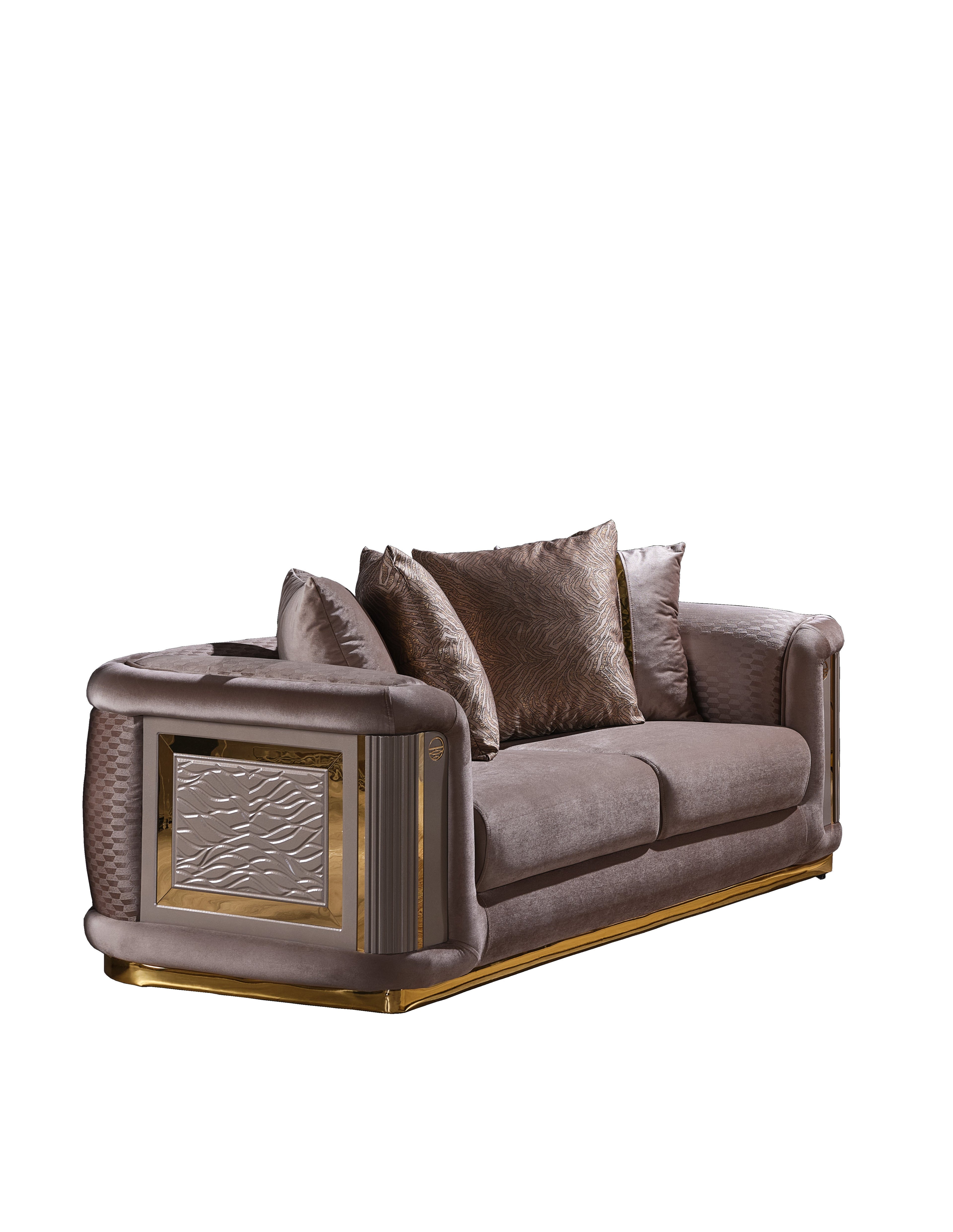 Four Piece Beige Linen Eight Person Seating Set