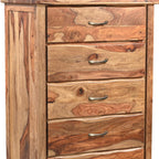 51" Brown Solid Wood Live Edge Five Drawer Standard Chest