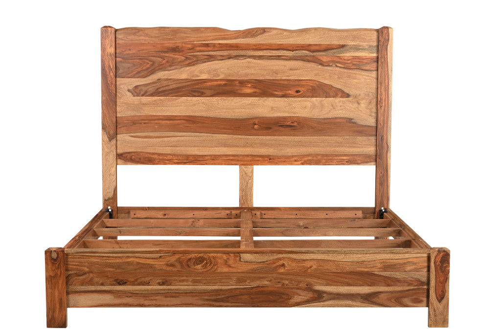 Brown Live Edge Solid Wood King Bed Frame