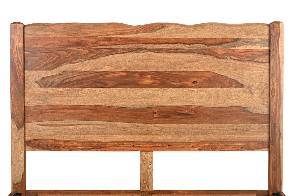 Brown Live Edge Solid Wood King Bed Frame