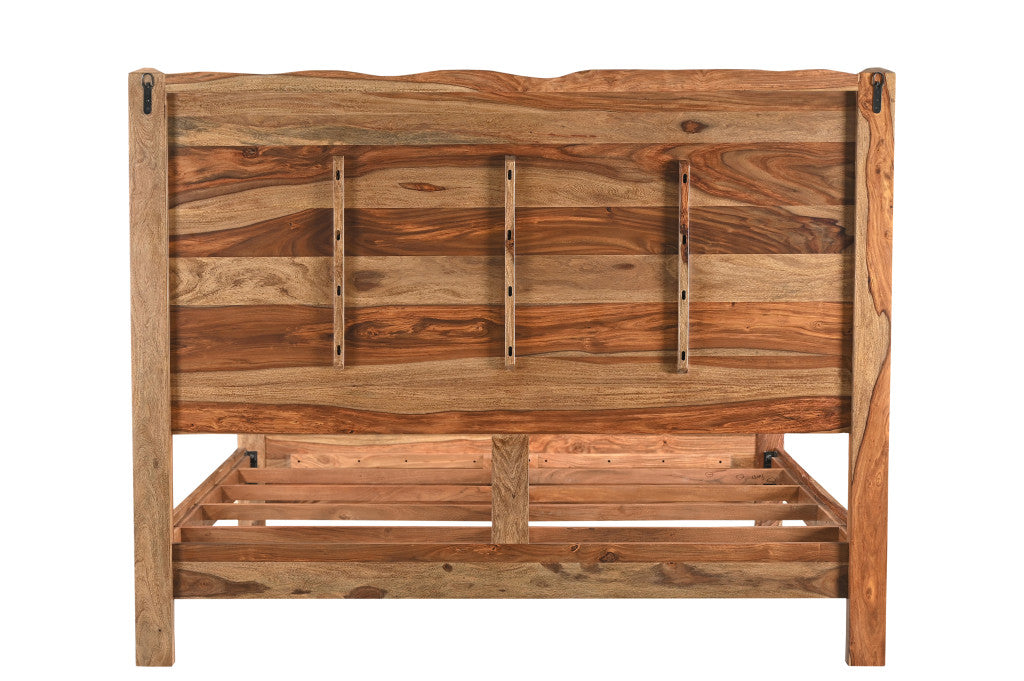 Brown Live Edge Solid Wood King Bed Frame