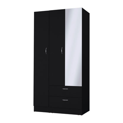 71" Black Mirrored Two Door Two Drawer Combo Dresser