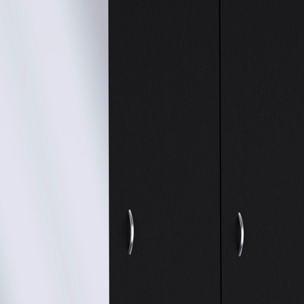 71" Black Mirrored Two Door Two Drawer Combo Dresser
