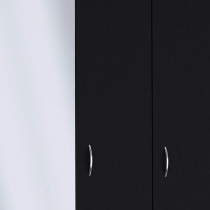 71" Black Mirrored Two Door Two Drawer Combo Dresser