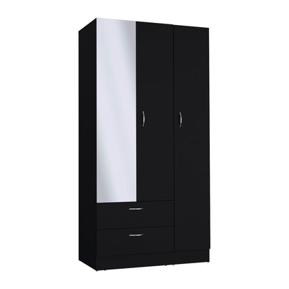 71" Black Mirrored Two Door Two Drawer Combo Dresser