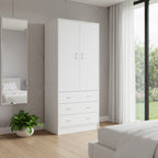 71" White Two Door Three Drawer Combo Dresser