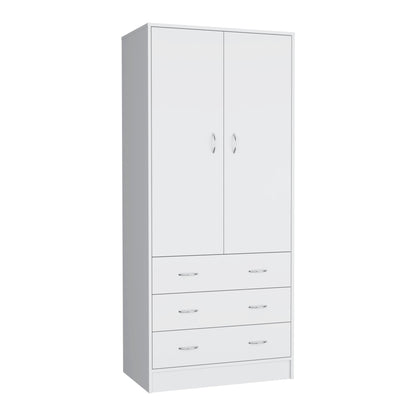 71" White Two Door Three Drawer Combo Dresser