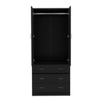 71" Black Two Door Three Drawer Combo Dresser