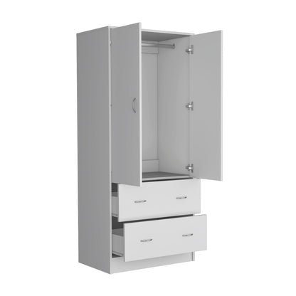 71" White Two Door Two Drawer Combo Dresser
