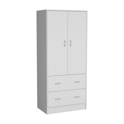 71" White Two Door Two Drawer Combo Dresser