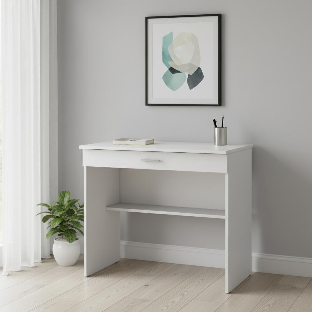 32" White Wood Computer Desk