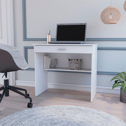 32" White Wood Computer Desk