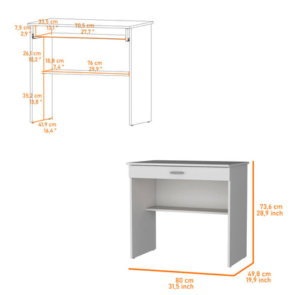 32" White Wood Computer Desk
