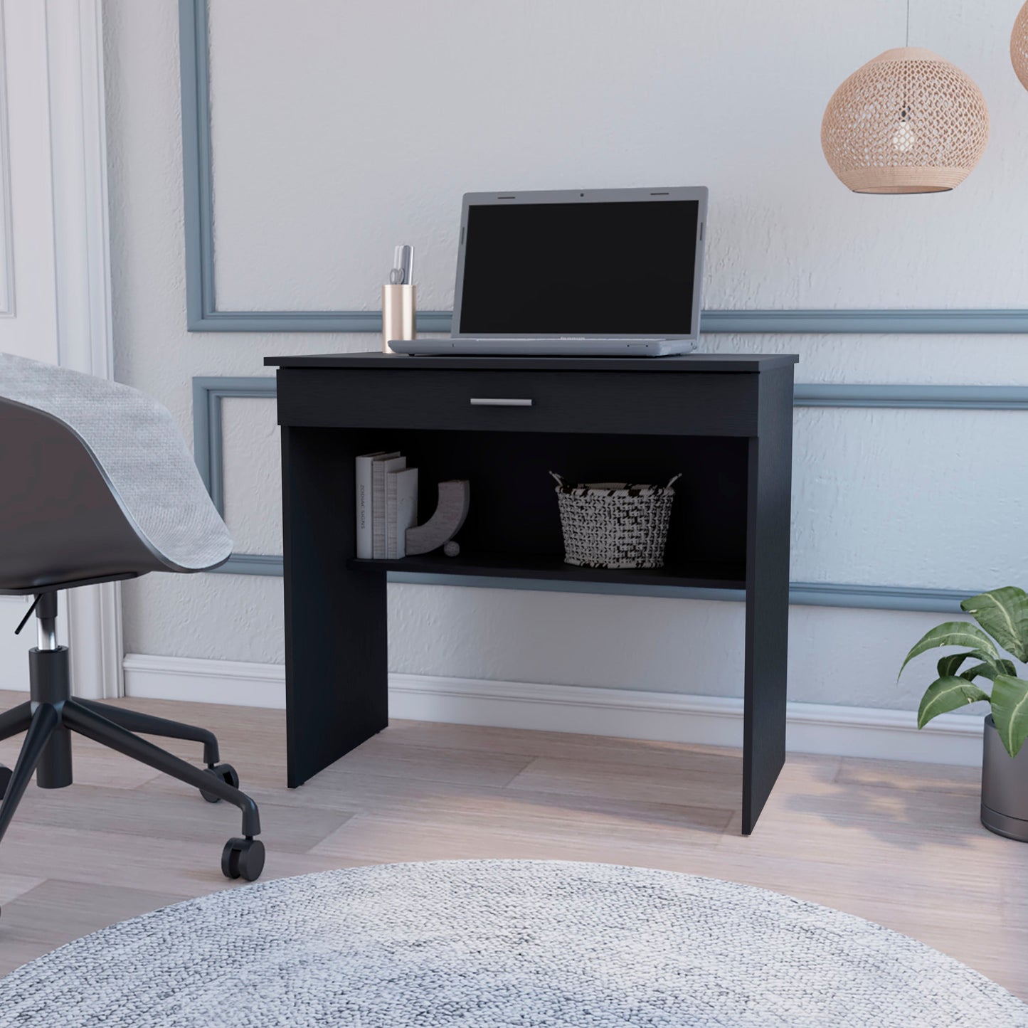 32" Black Wood Computer Desk