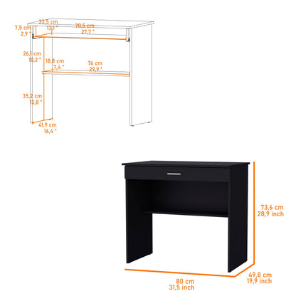 32" Black Wood Computer Desk