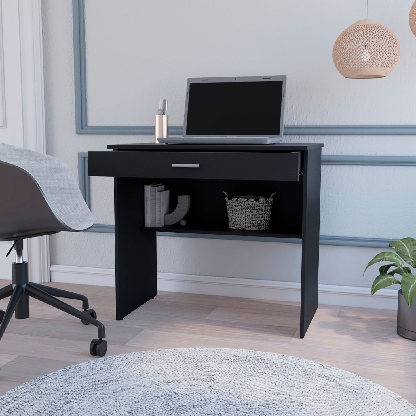 32" Black Wood Computer Desk
