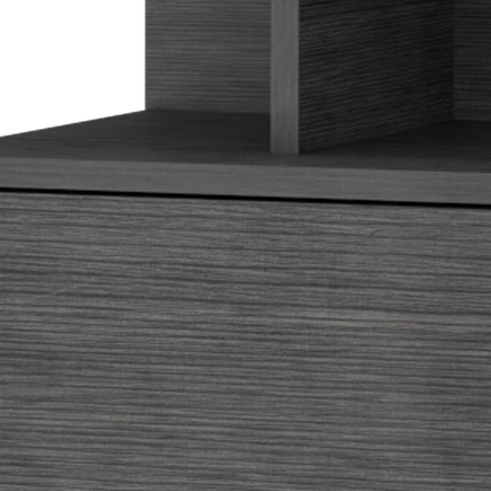 12" Gray Wood One Drawer Floating Nightstand