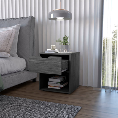 20" Gray Wood One Drawer Nightstand