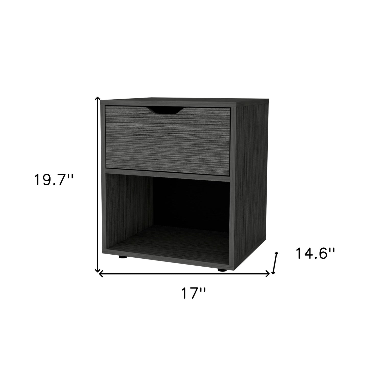 20" Gray Wood One Drawer Nightstand