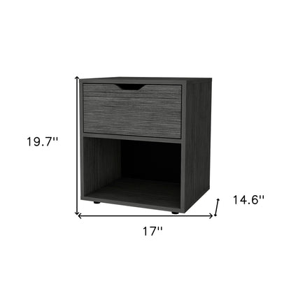 20" Gray Wood One Drawer Nightstand