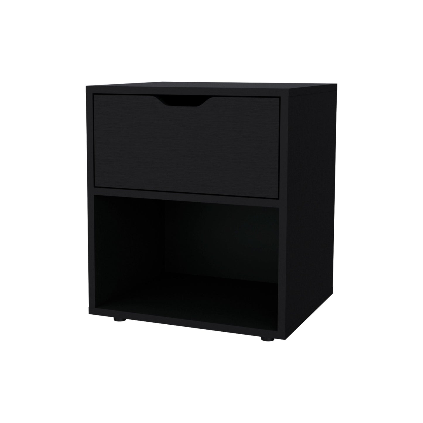 20" Black Wood One Drawer Nightstand