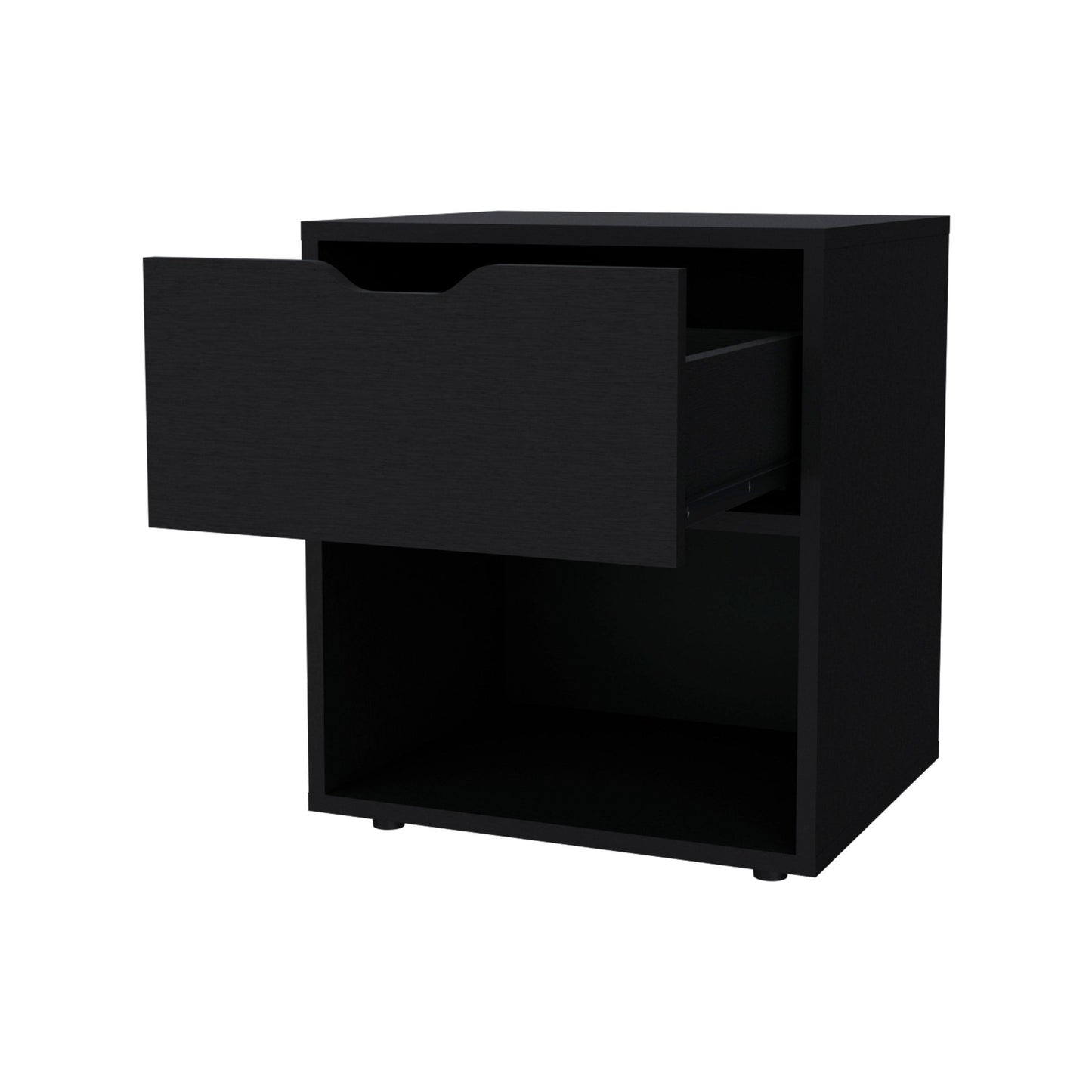20" Black Wood One Drawer Nightstand