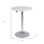 24" White and Silver Rounded Wood and Iron Bar Table