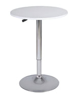 24" White and Silver Rounded Wood and Iron Bar Table