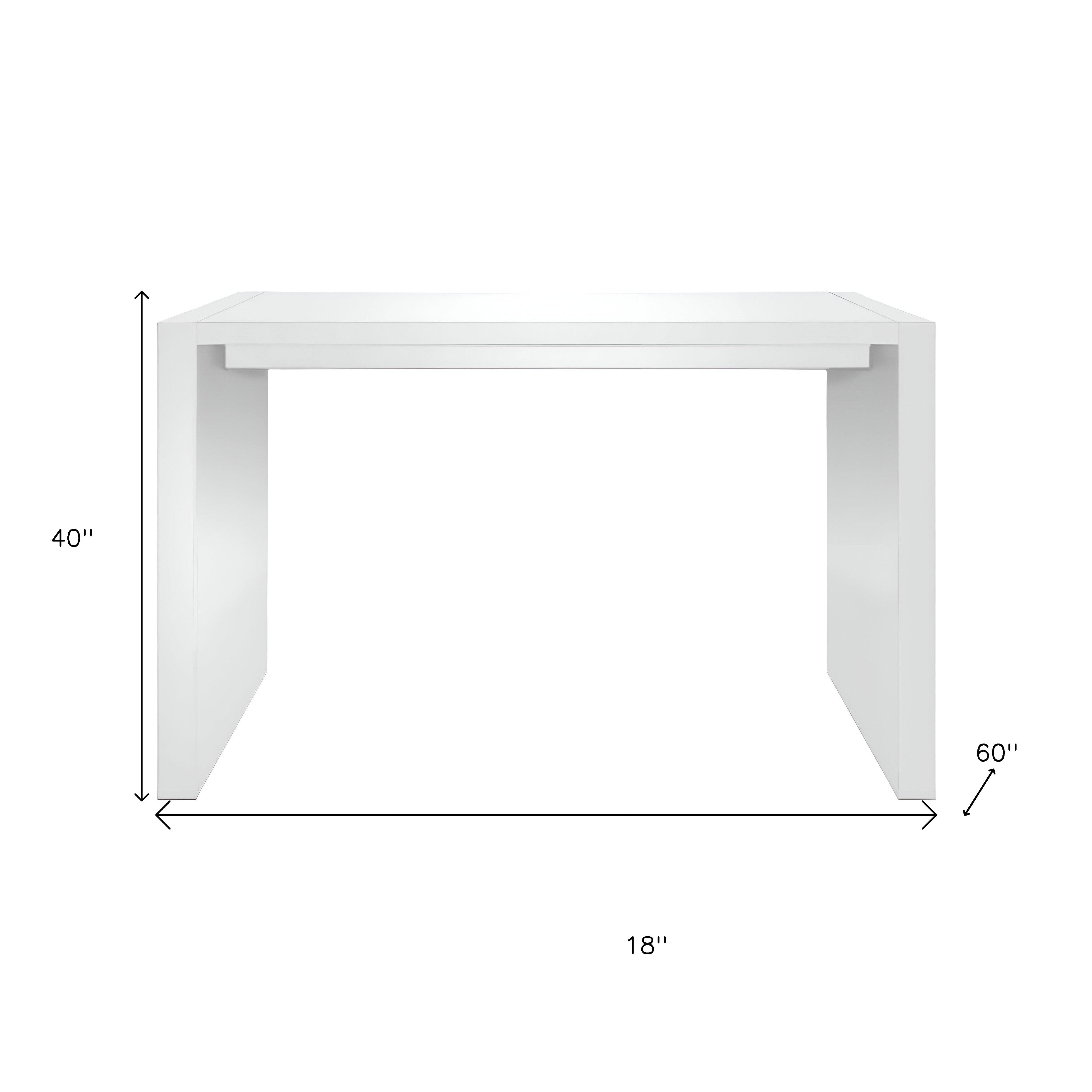 60" White Wood Rectangular Bar Table