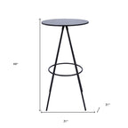 31" Black Rounded Wood and Iron Bar Table