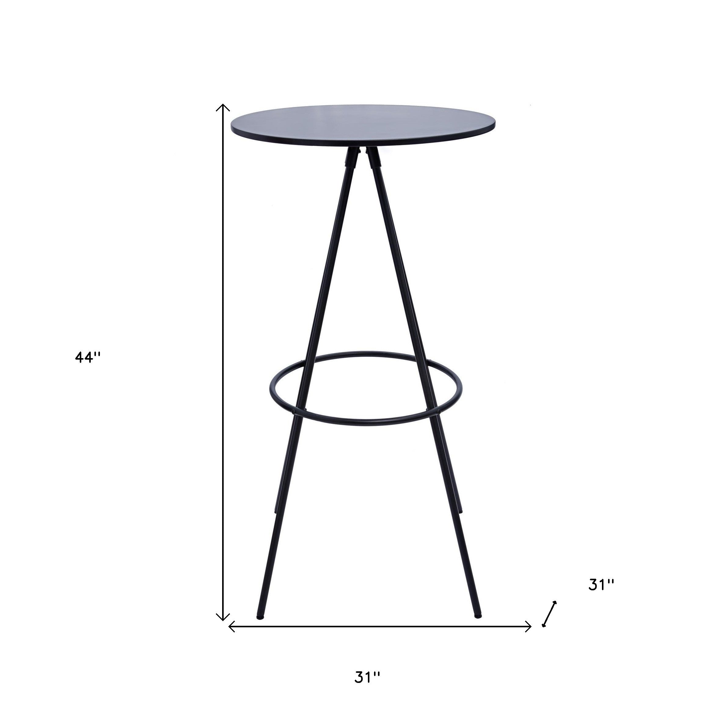 31" Black Rounded Wood and Iron Bar Table