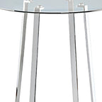 32" Clear and Silver Rounded Glass and Iron Bar Table