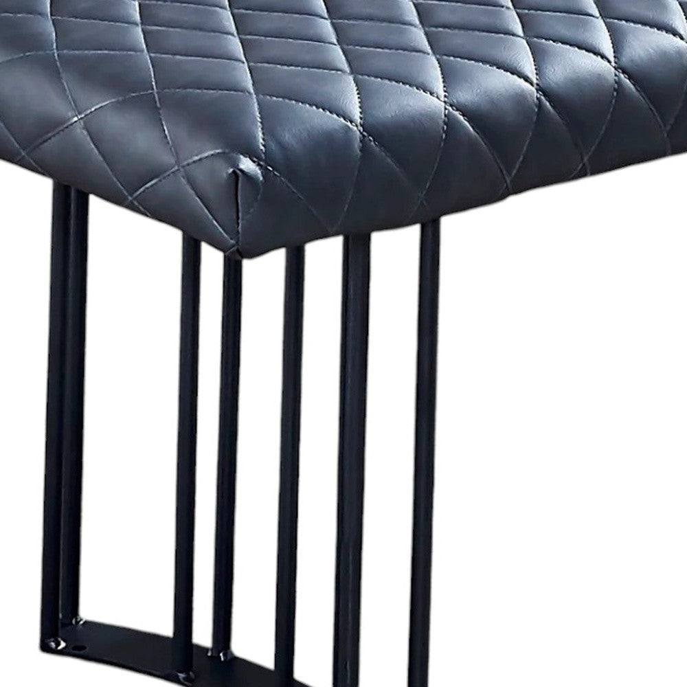 47" Dark Gray and Black Faux Leather Upholstered Dining Bench