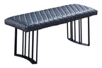 47" Dark Gray and Black Faux Leather Upholstered Dining Bench