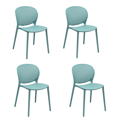 Set of Four Blue Heavy Duty Plastic Dining Side Chairs
