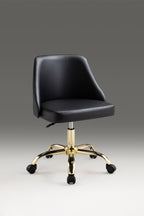 Black and Gold Faux Leather Adjustable Height Swivel Rolling Office Chair