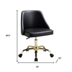 Black and Gold Faux Leather Adjustable Height Swivel Rolling Office Chair