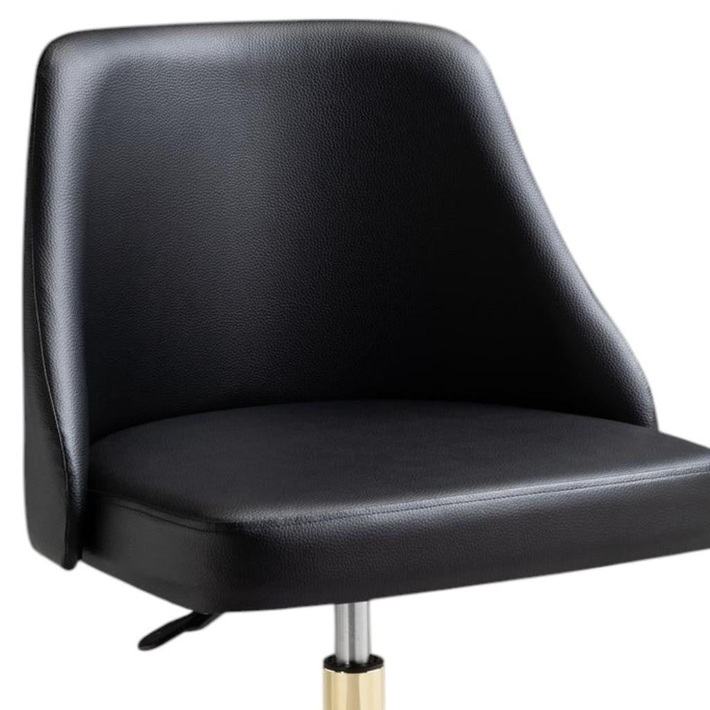 Black and Gold Faux Leather Adjustable Height Swivel Rolling Office Chair
