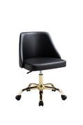 Black and Gold Faux Leather Adjustable Height Swivel Rolling Office Chair