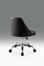 Black and Silver Faux Leather Adjustable Height Swivel Rolling Office Chair