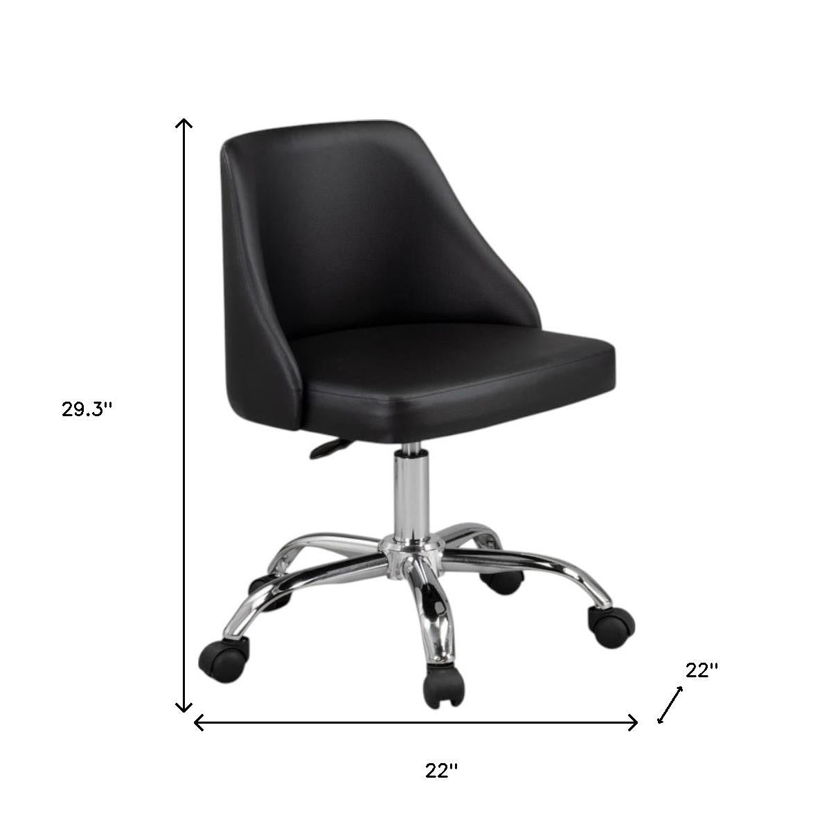 Black and Silver Faux Leather Adjustable Height Swivel Rolling Office Chair