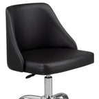 Black and Silver Faux Leather Adjustable Height Swivel Rolling Office Chair