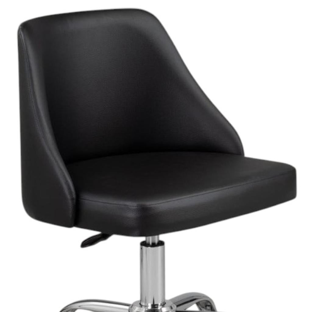 Black and Silver Faux Leather Adjustable Height Swivel Rolling Office Chair