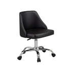 Black and Silver Faux Leather Adjustable Height Swivel Rolling Office Chair