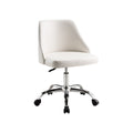 White and Silver Faux Leather Adjustable Height Swivel Rolling Office Chair