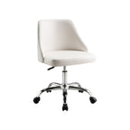 White and Silver Faux Leather Adjustable Height Swivel Rolling Office Chair
