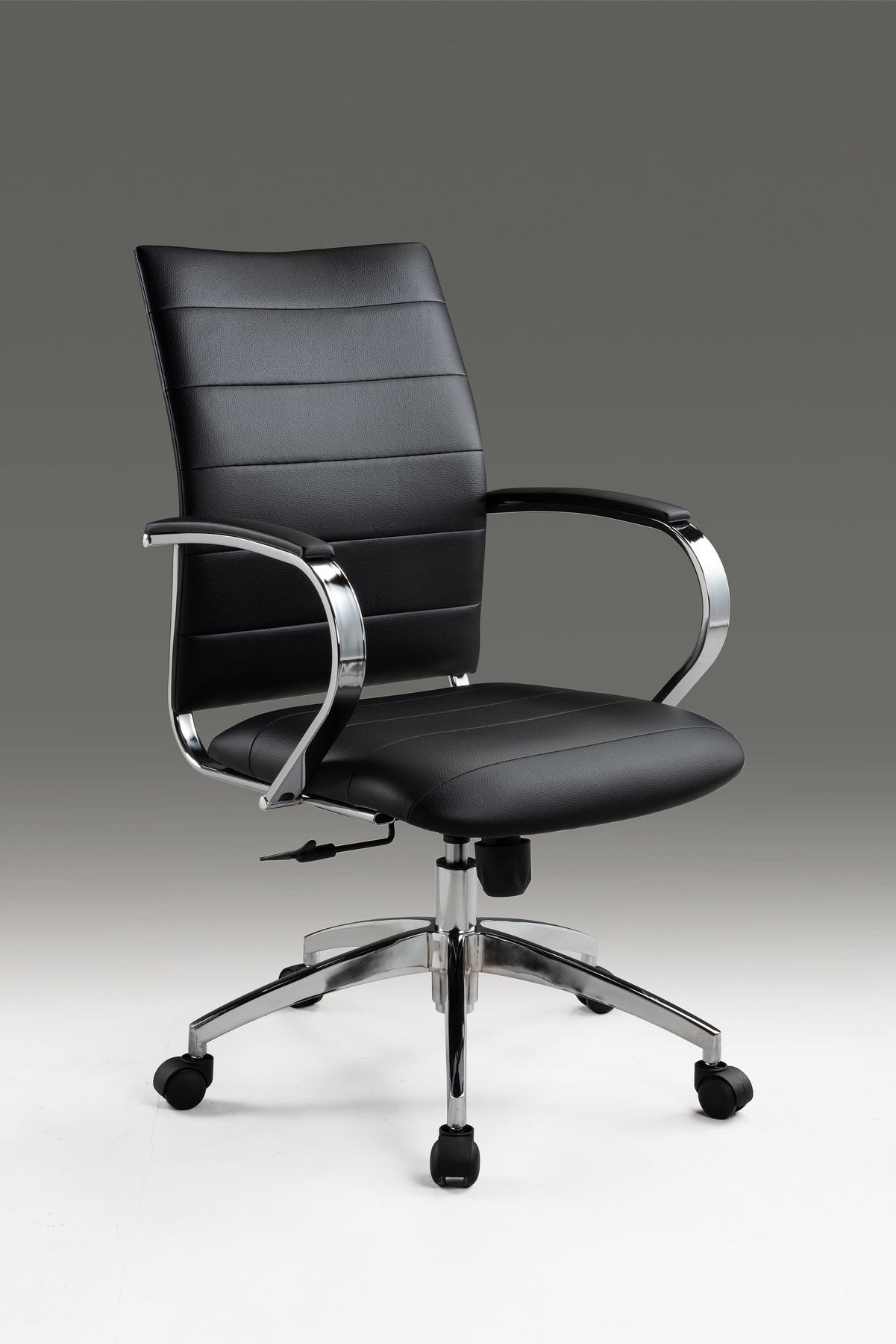 Black and Silver Adjustable Height Swivel Rolling Office Chair