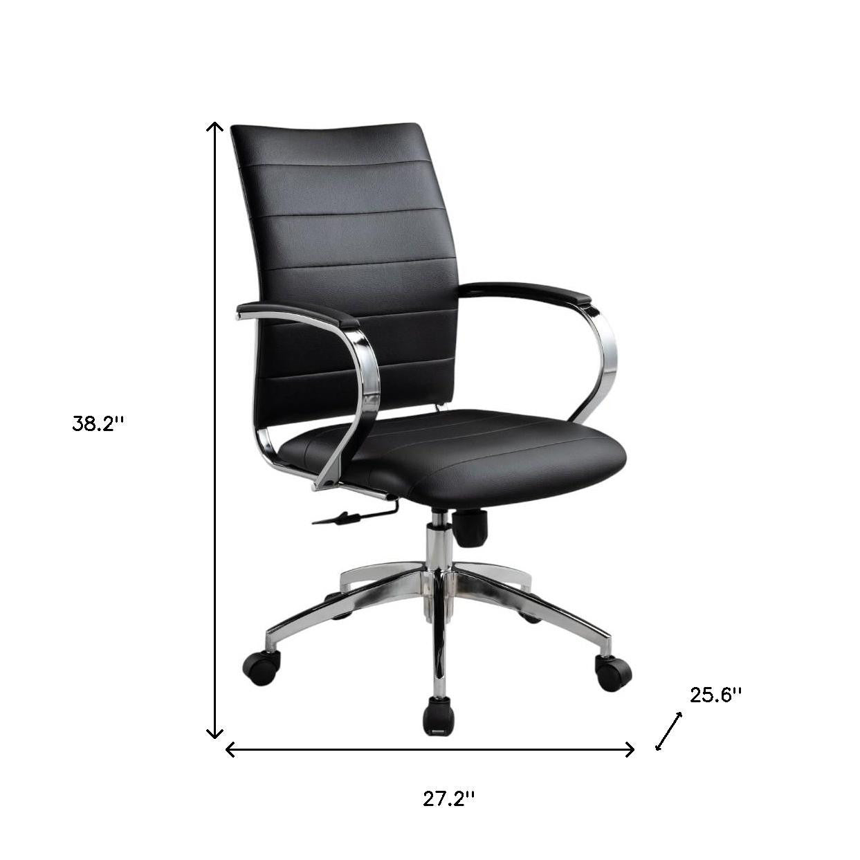 Black and Silver Adjustable Height Swivel Rolling Office Chair