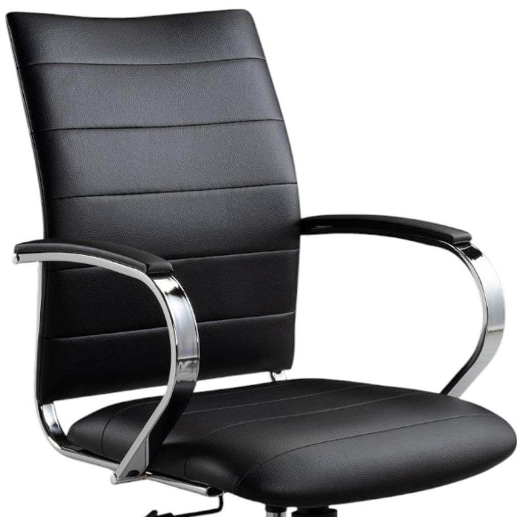 Black and Silver Adjustable Height Swivel Rolling Office Chair
