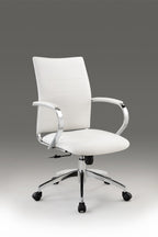 White and Silver Adjustable Height Swivel Rolling Office Chair